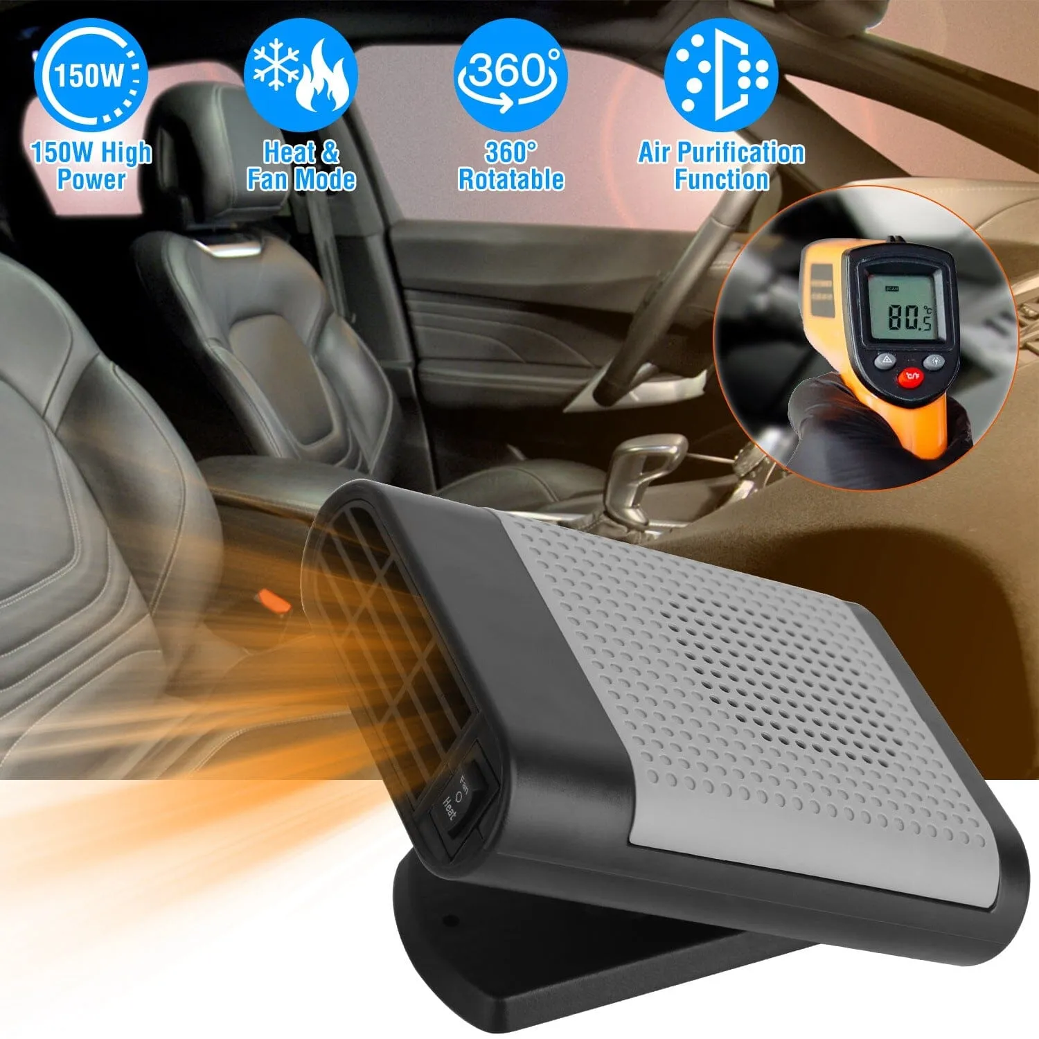 12V 150W Portable Car Heater with Air Purification