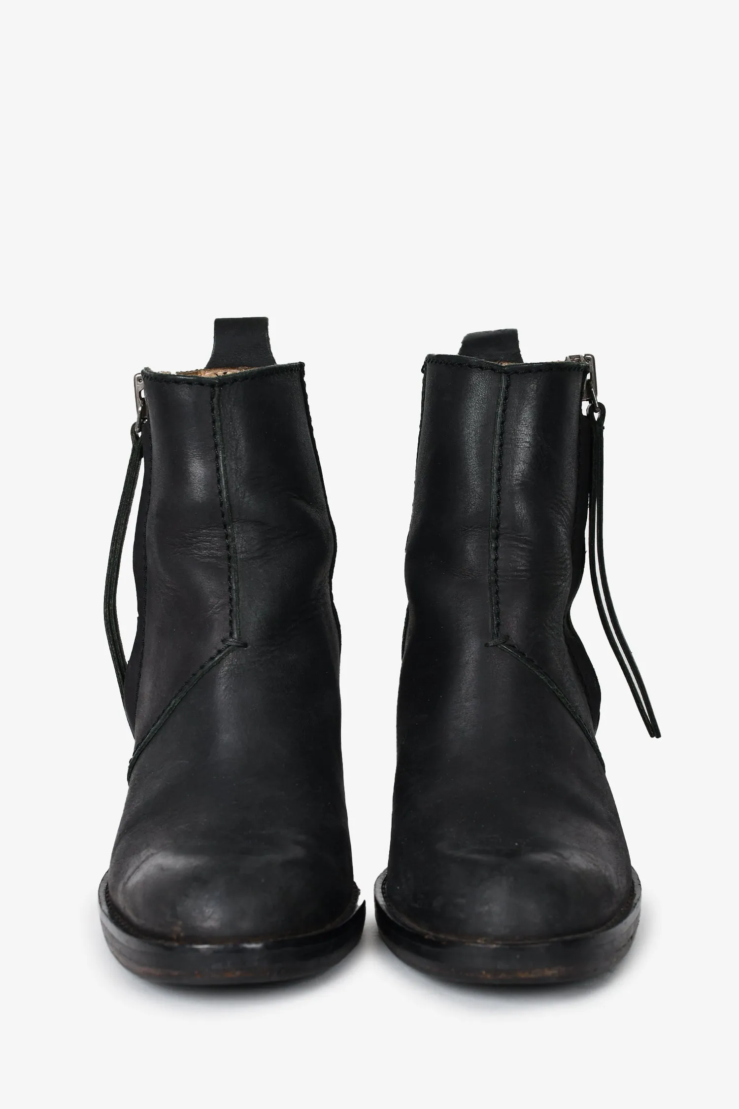 Acne Studios Black Leather Heeled Ankle Boots Size 37