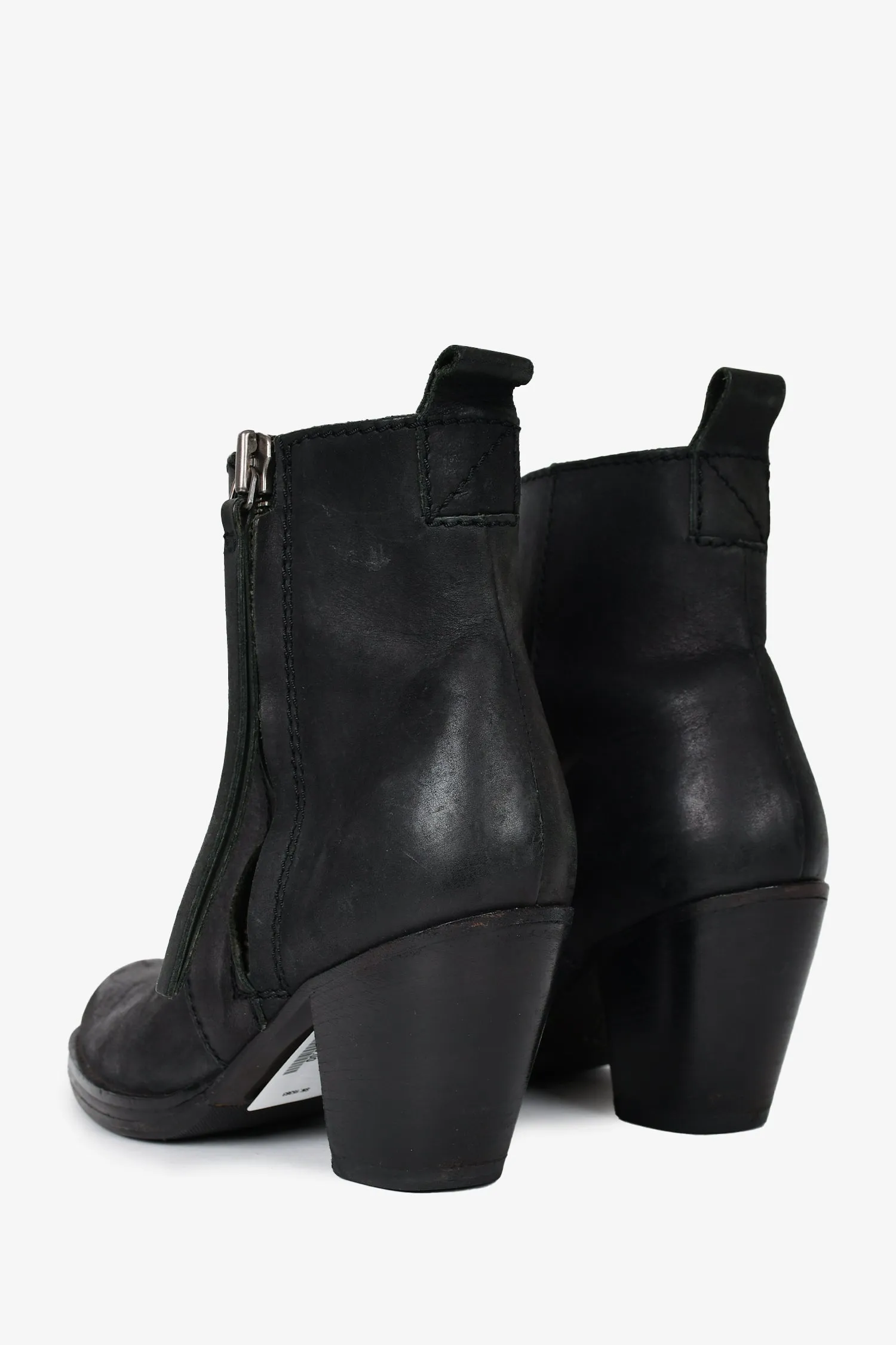 Acne Studios Black Leather Heeled Ankle Boots Size 37