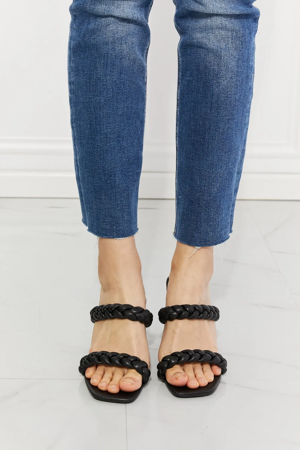 *APP EXCLUSIVE* Double Braided Block Heel Sandal in Black