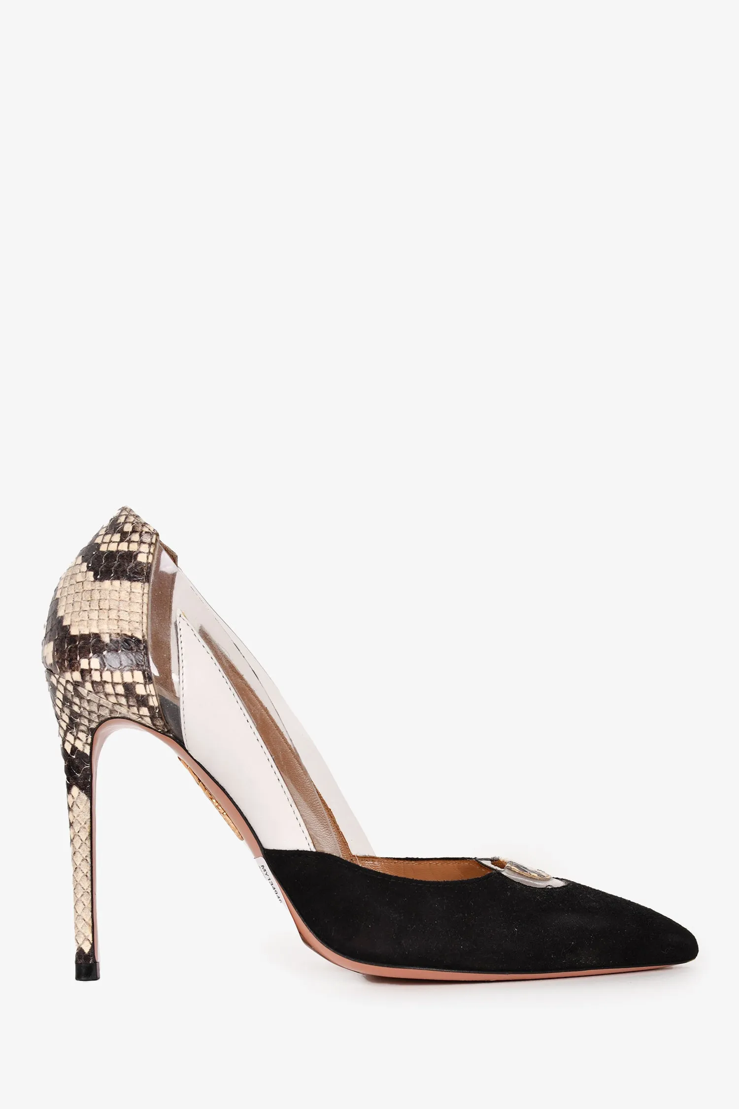 Aquazzura Snake Print/Black Leather/Suede Pumps Size 36