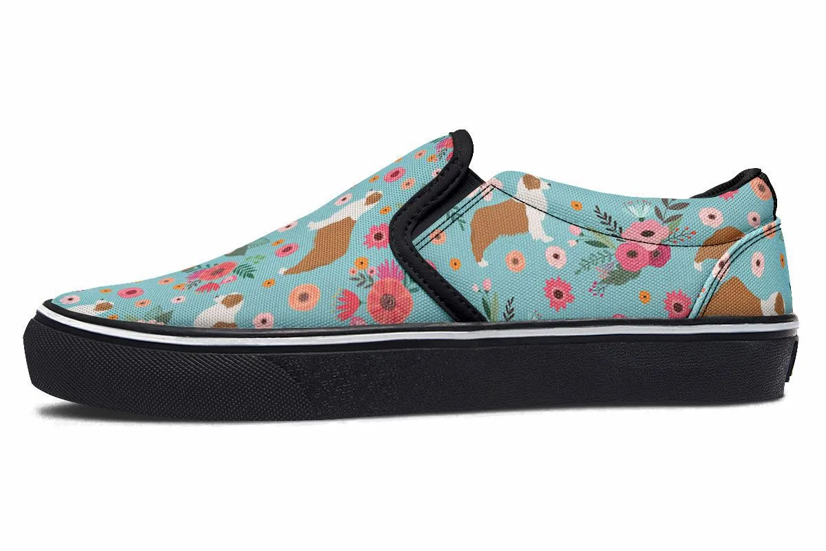 Australian Shepherd Flower Slip-On Shoes