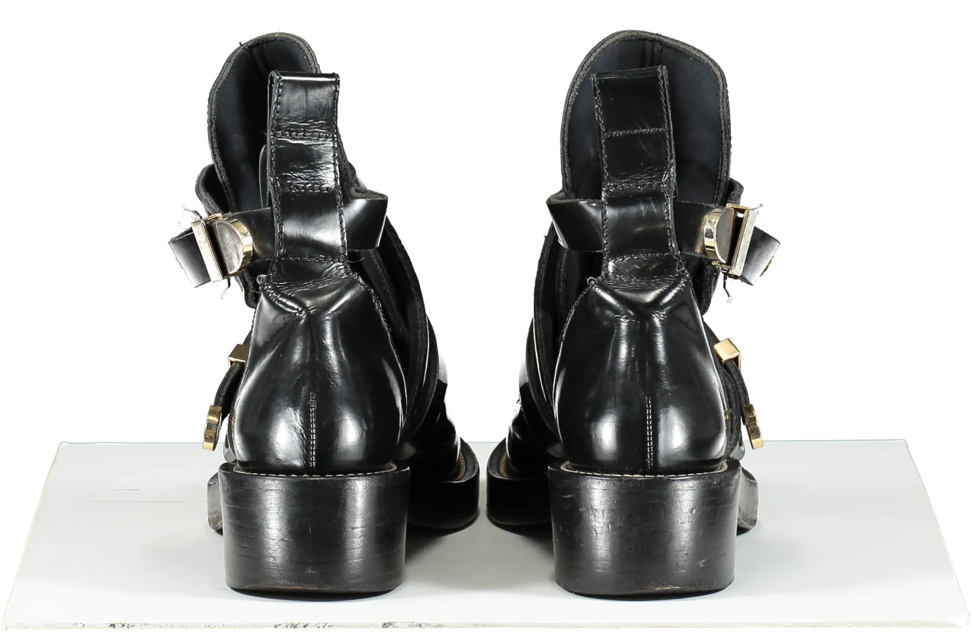 Balenciaga Black Ceinture Cut-out Ankle Boots Silver/gold UK 6 EU 39 👠