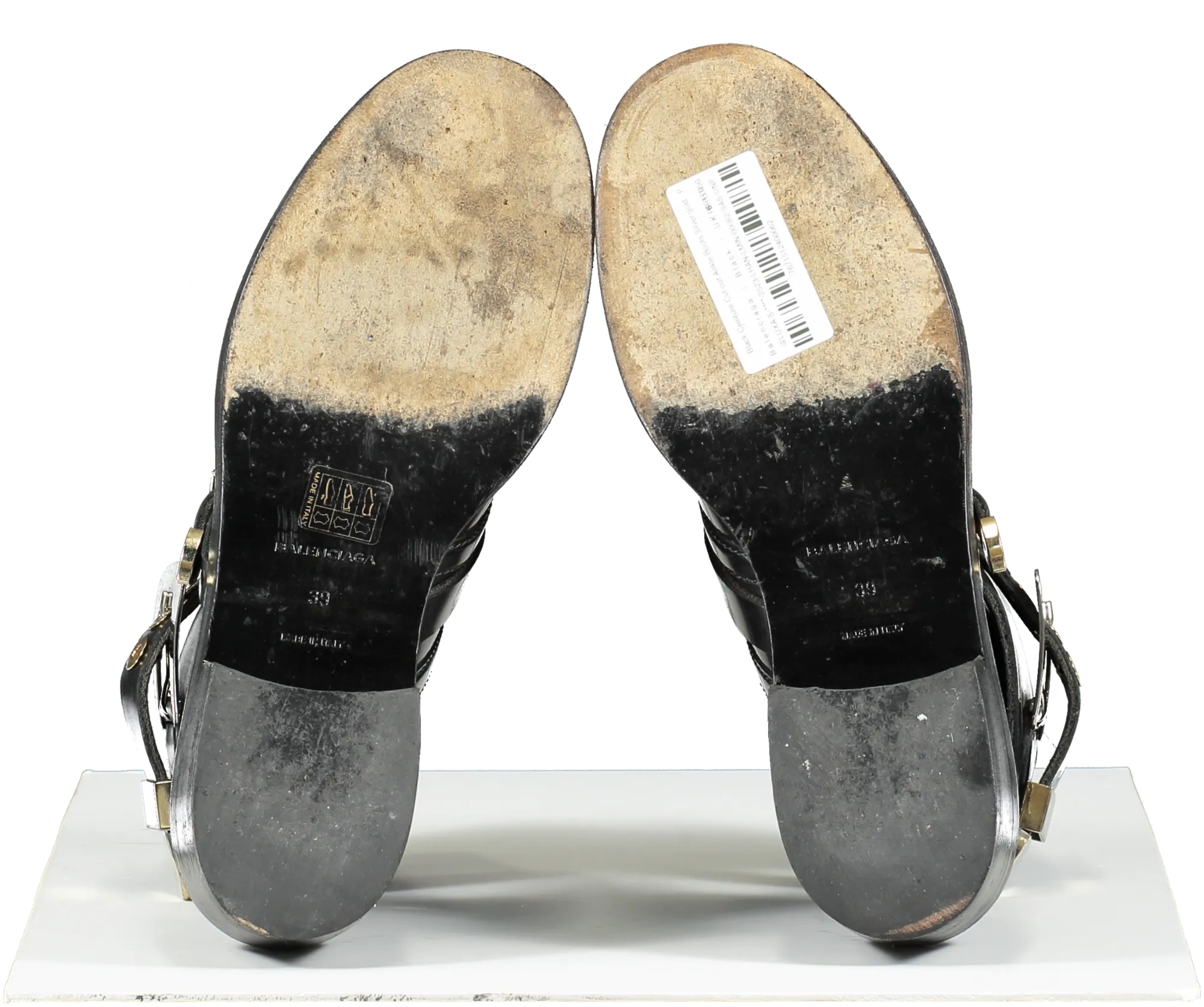Balenciaga Black Ceinture Cut-out Ankle Boots Silver/gold UK 6 EU 39 👠