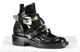 Balenciaga Black Ceinture Cut-out Ankle Boots Silver/gold UK 6 EU 39 👠