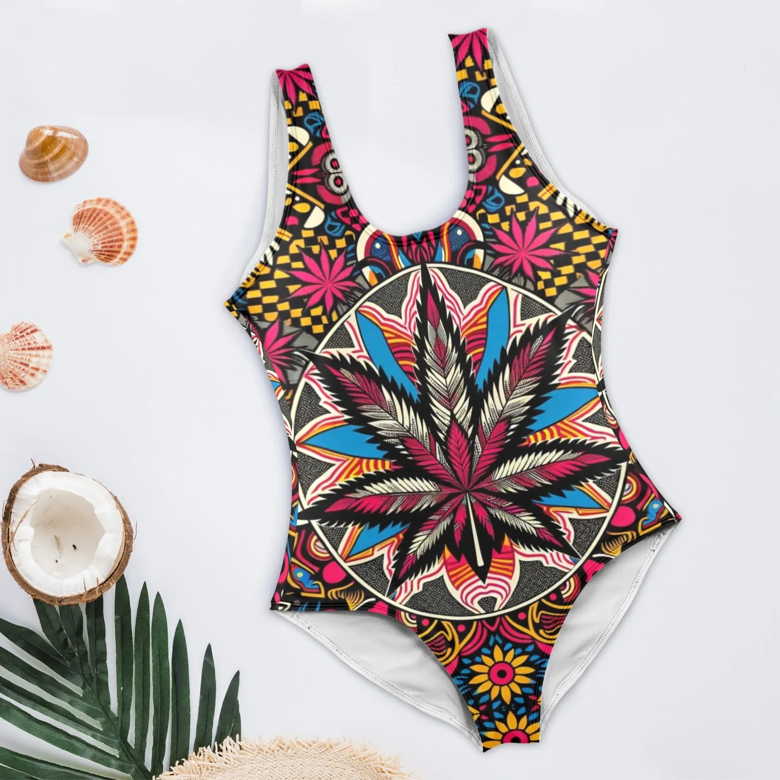 Batik Bliss High Cut Backless Swimsuit