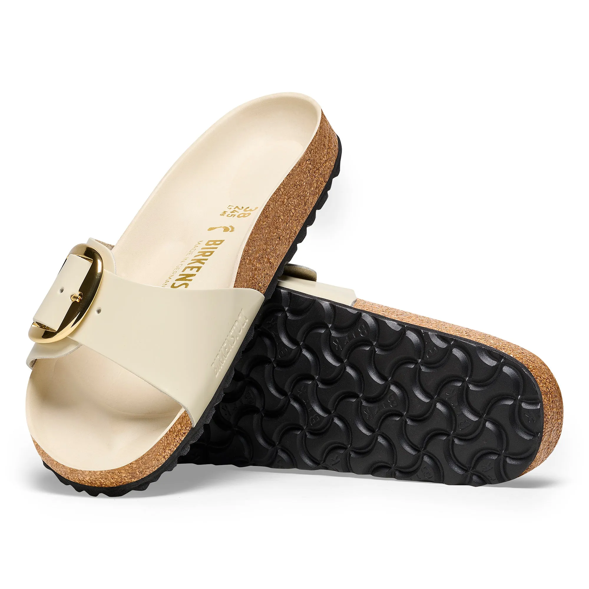 Birkenstock Madrid Big Buckle High Shine Leather in Ecru