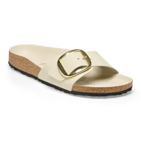 Birkenstock Madrid Big Buckle High Shine Leather in Ecru