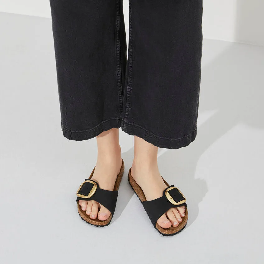 Birkenstock Madrid Big Buckle Nubuck Leather in Black