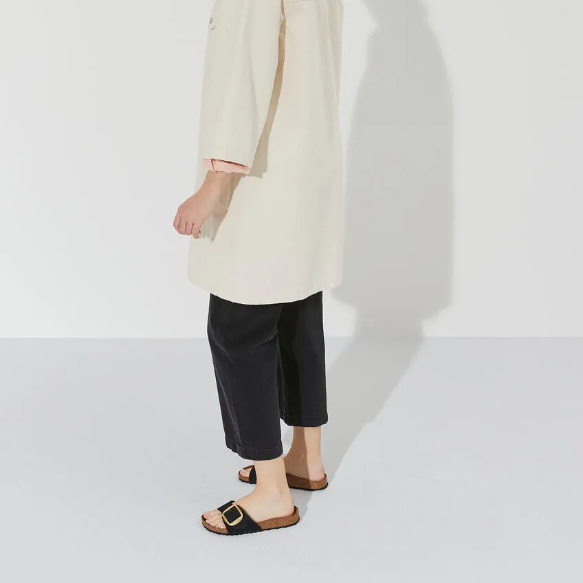 Birkenstock Madrid Big Buckle Nubuck Leather in Black
