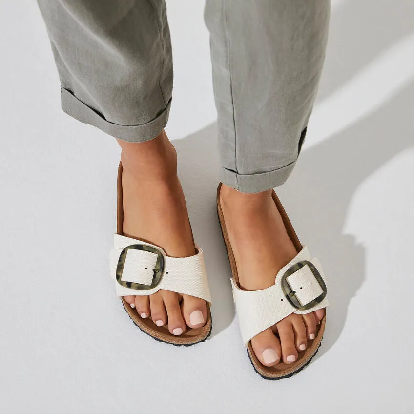 Birkenstock Madrid Vegan Big Buckle Textile in Eggshell
