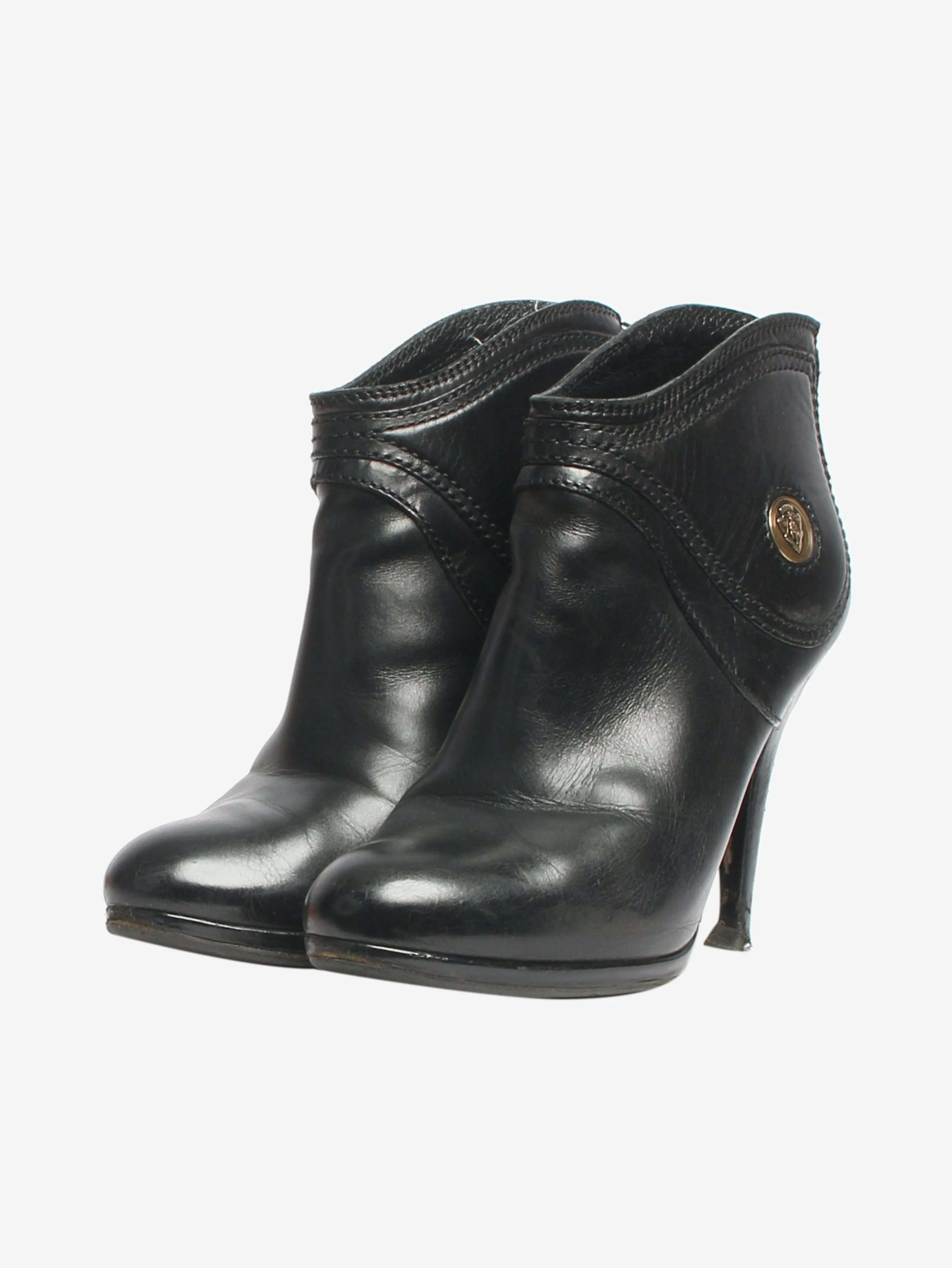 Black leather ankle boots - size EU 35.5