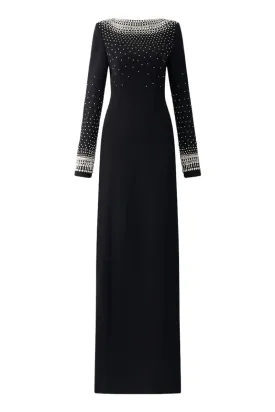 BLACK MESMERIZINGLY STONE EMBELLISHED GOWN