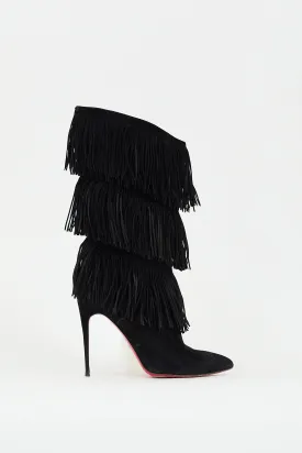 Black Suede Forever Tina Fringe Boot