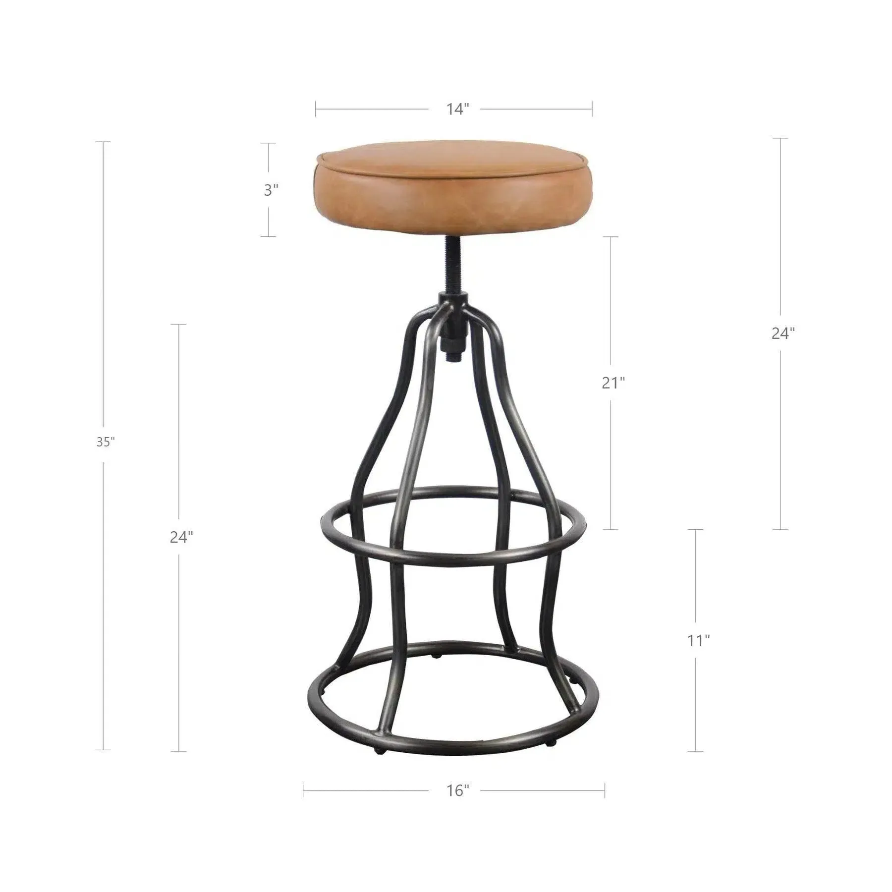 Blue Leather Seat Backless Adjustable Height Counter Height Stool