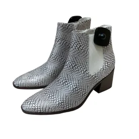Boots Ankle Heels By Limited In Grey & White, Size:7.5