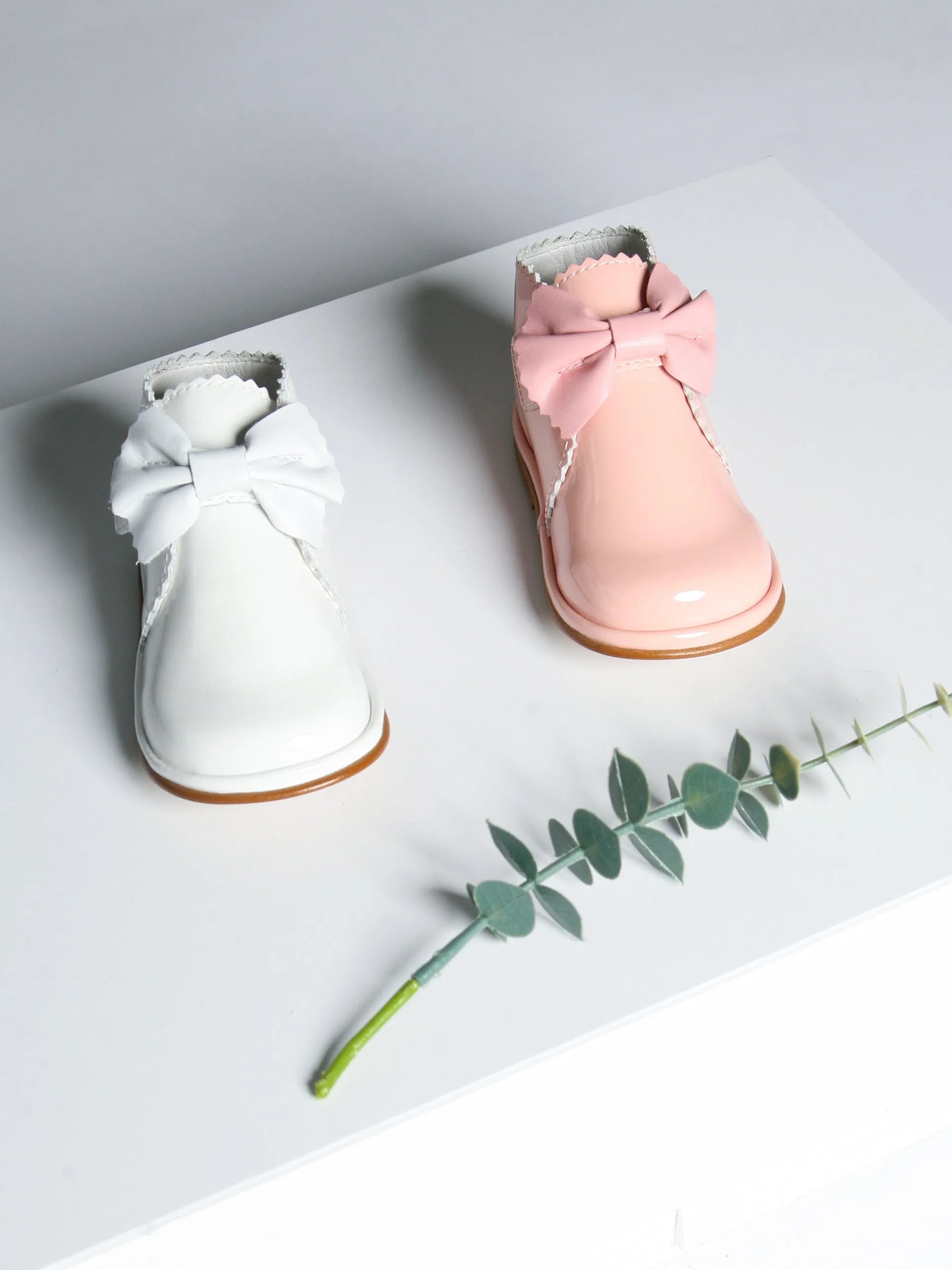 Borboleta White 'Sharon' Patent Leather Bow Boot