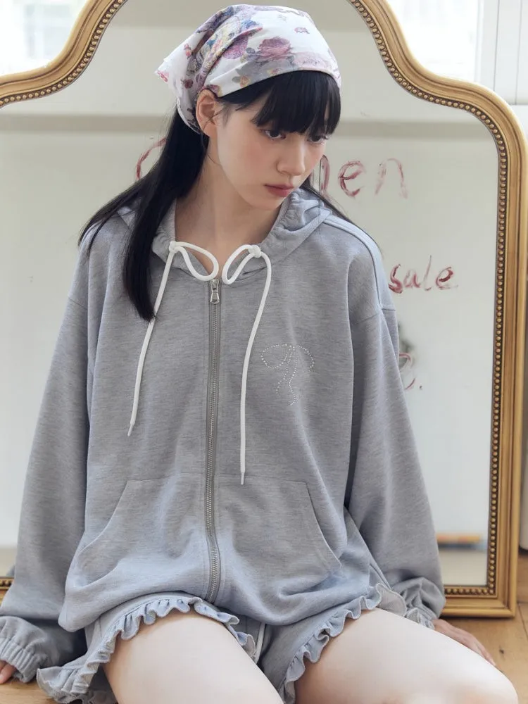 Bow Tie Hood Loose Sweat & Pants【s0000003572】