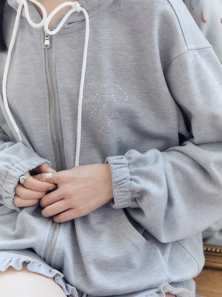 Bow Tie Hood Loose Sweat & Pants【s0000003572】