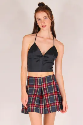Bralette Crop Top - Black Satin