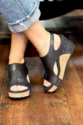 CARLEY By Corkys Washed Black Wedge