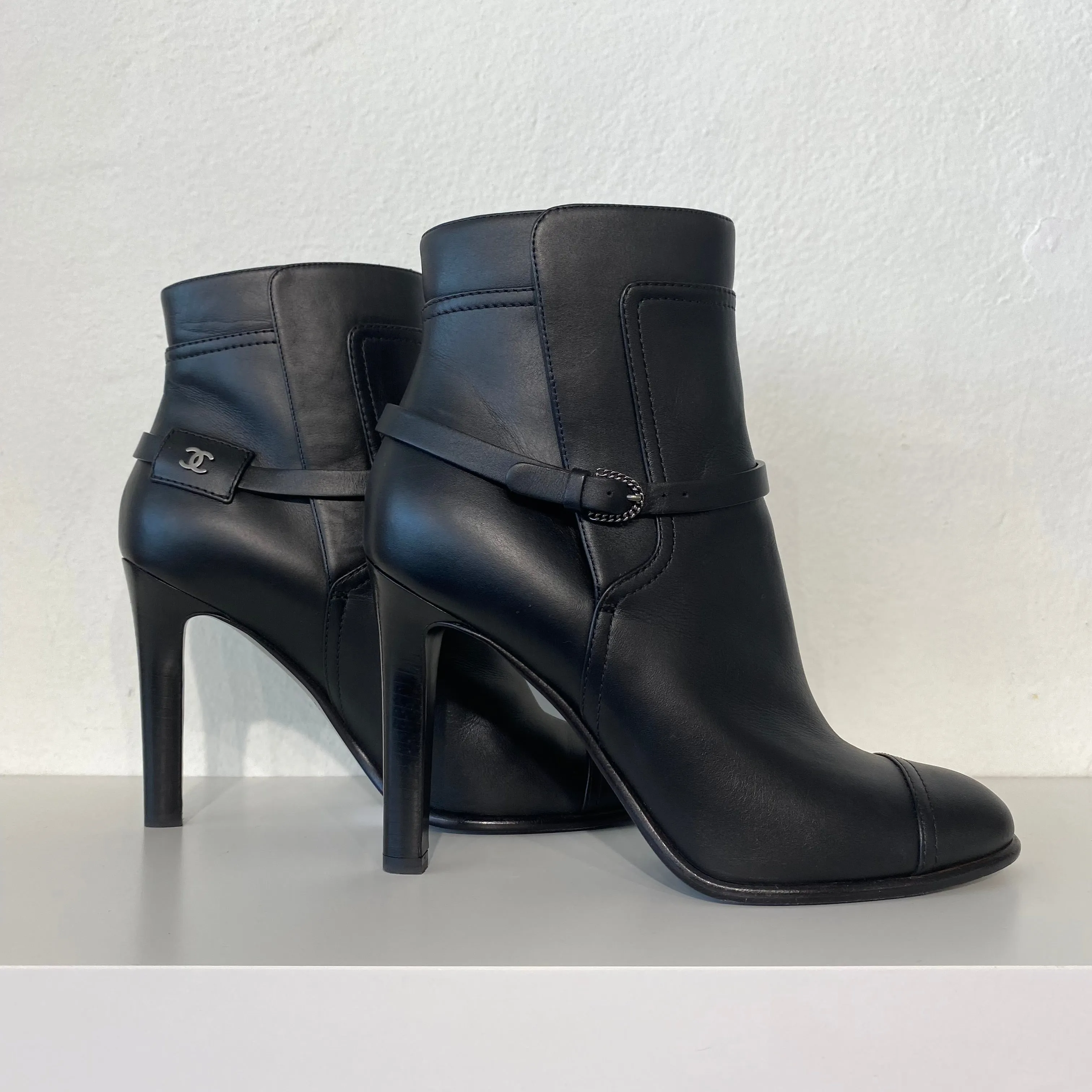 Chanel Black Heeled Ankle Boots