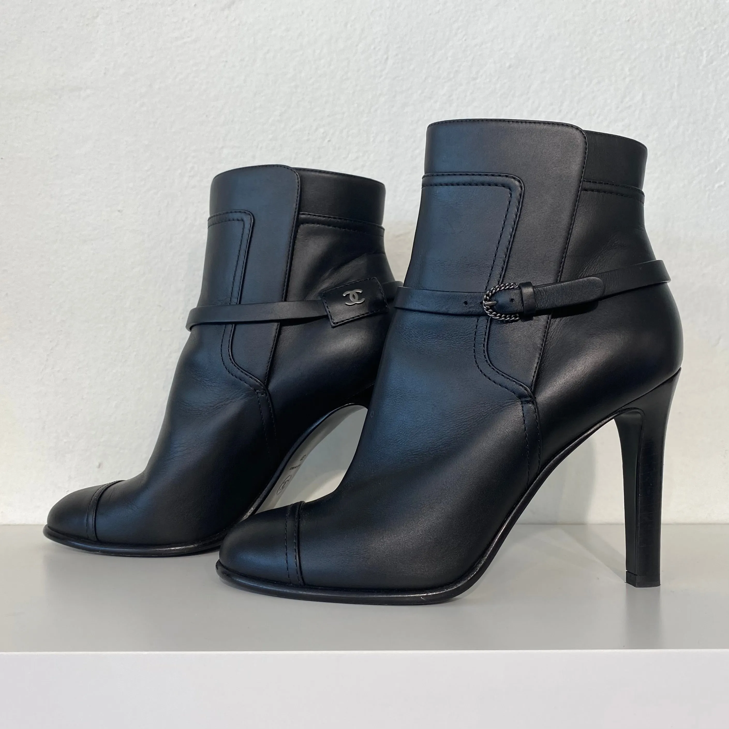 Chanel Black Heeled Ankle Boots