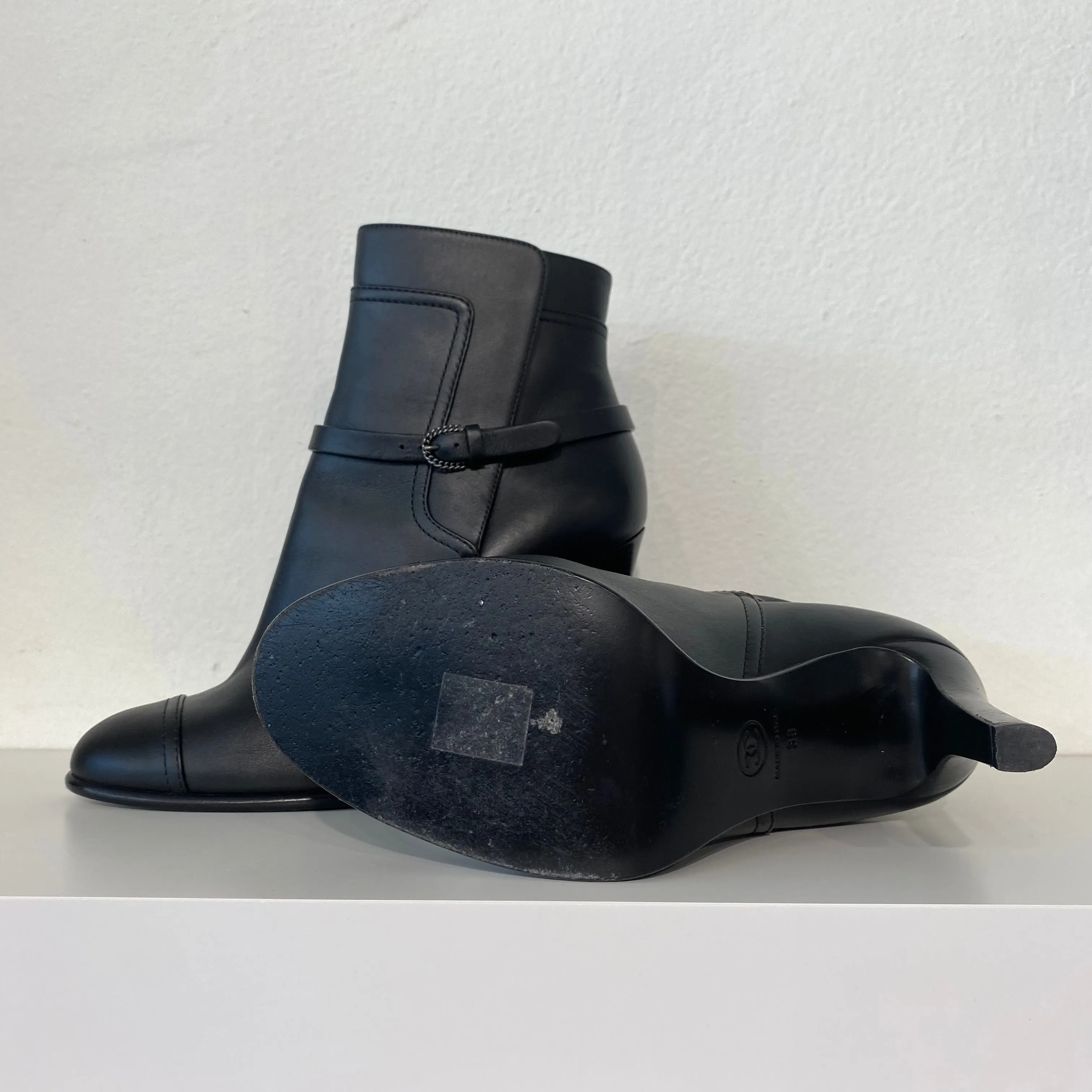 Chanel Black Heeled Ankle Boots
