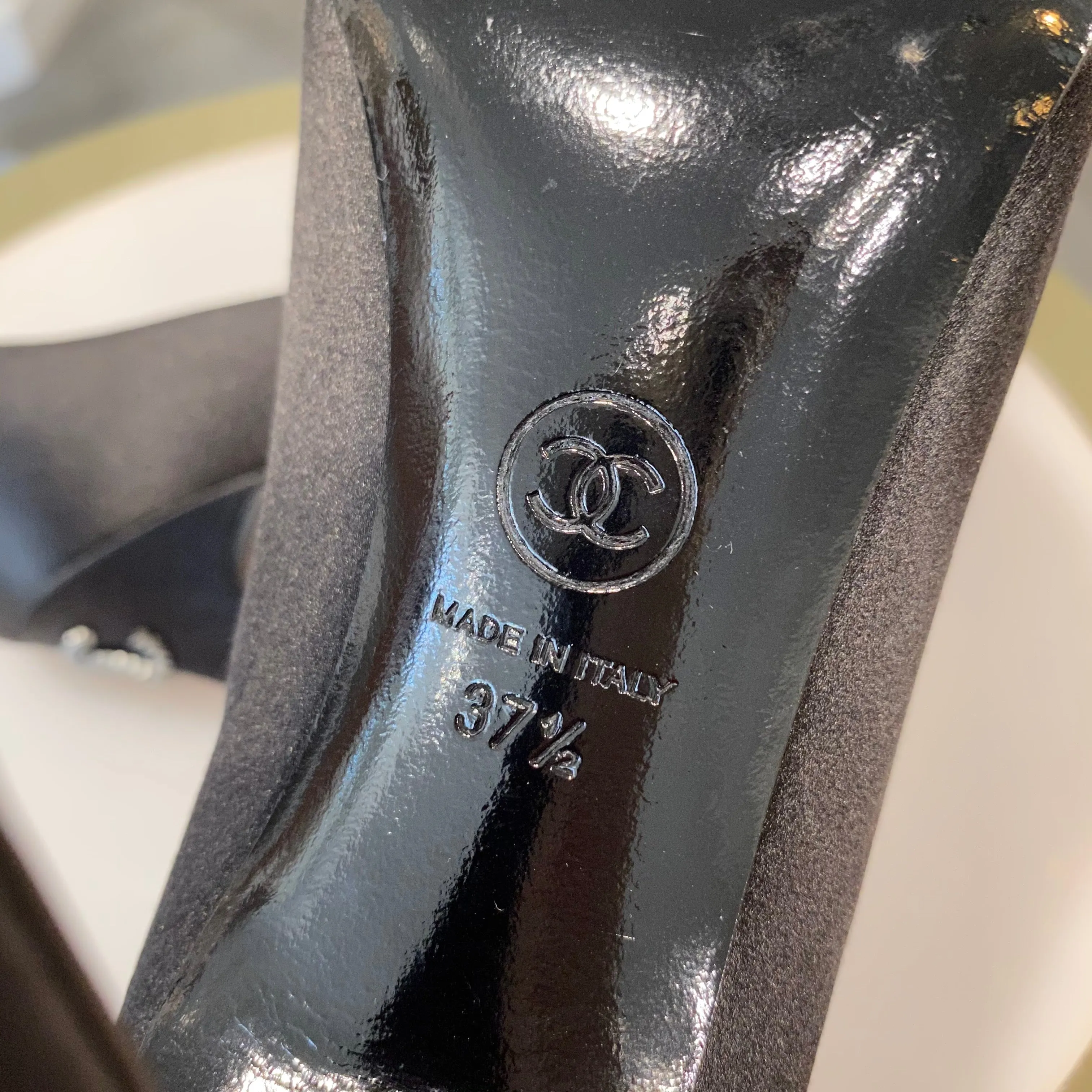 Chanel Black Satin Heels