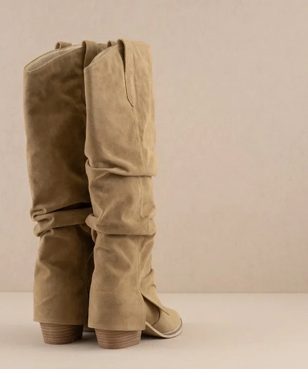 Chic Slouchy Knee Boots - Khaki