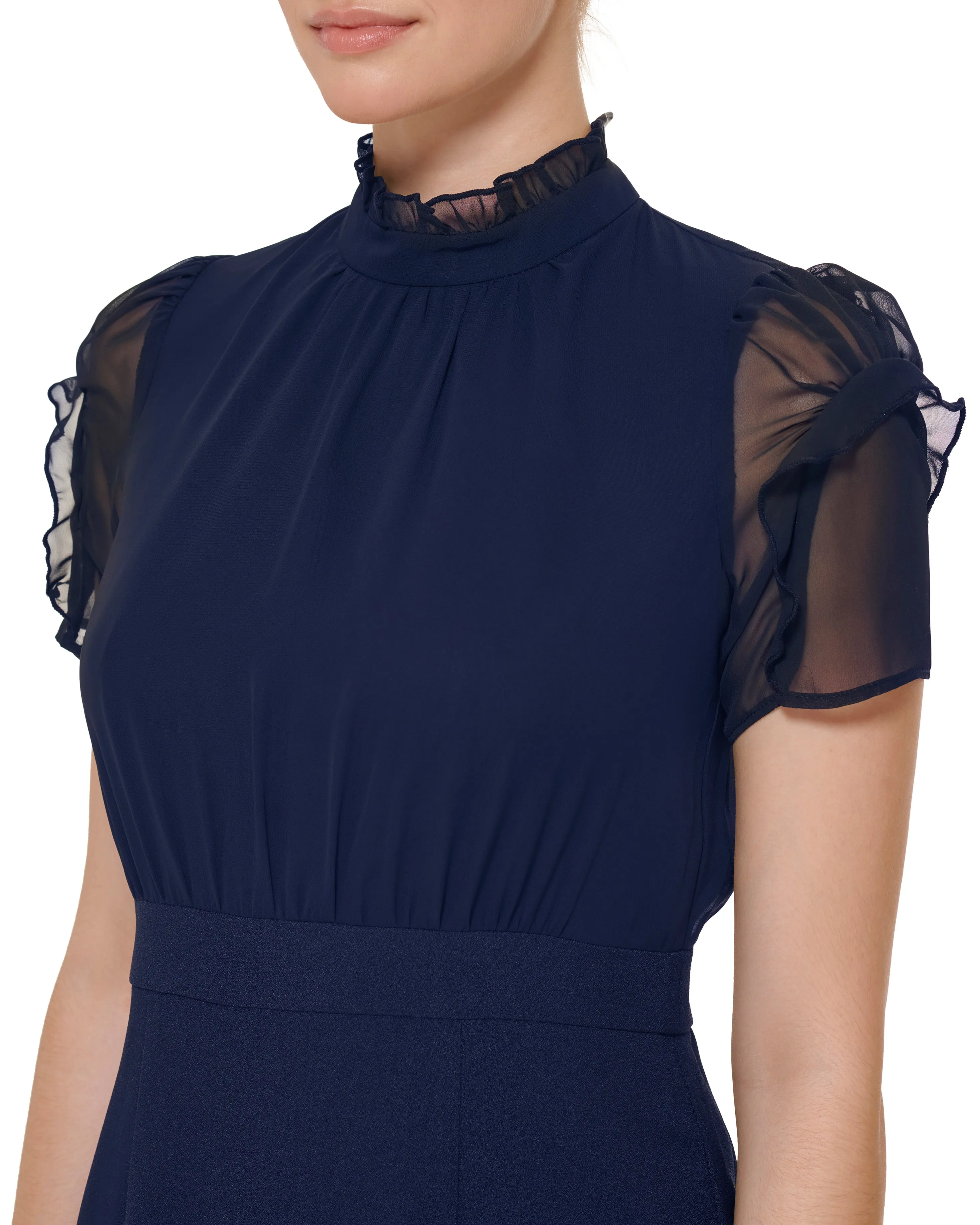 Chiffon Stand-Collar Dress