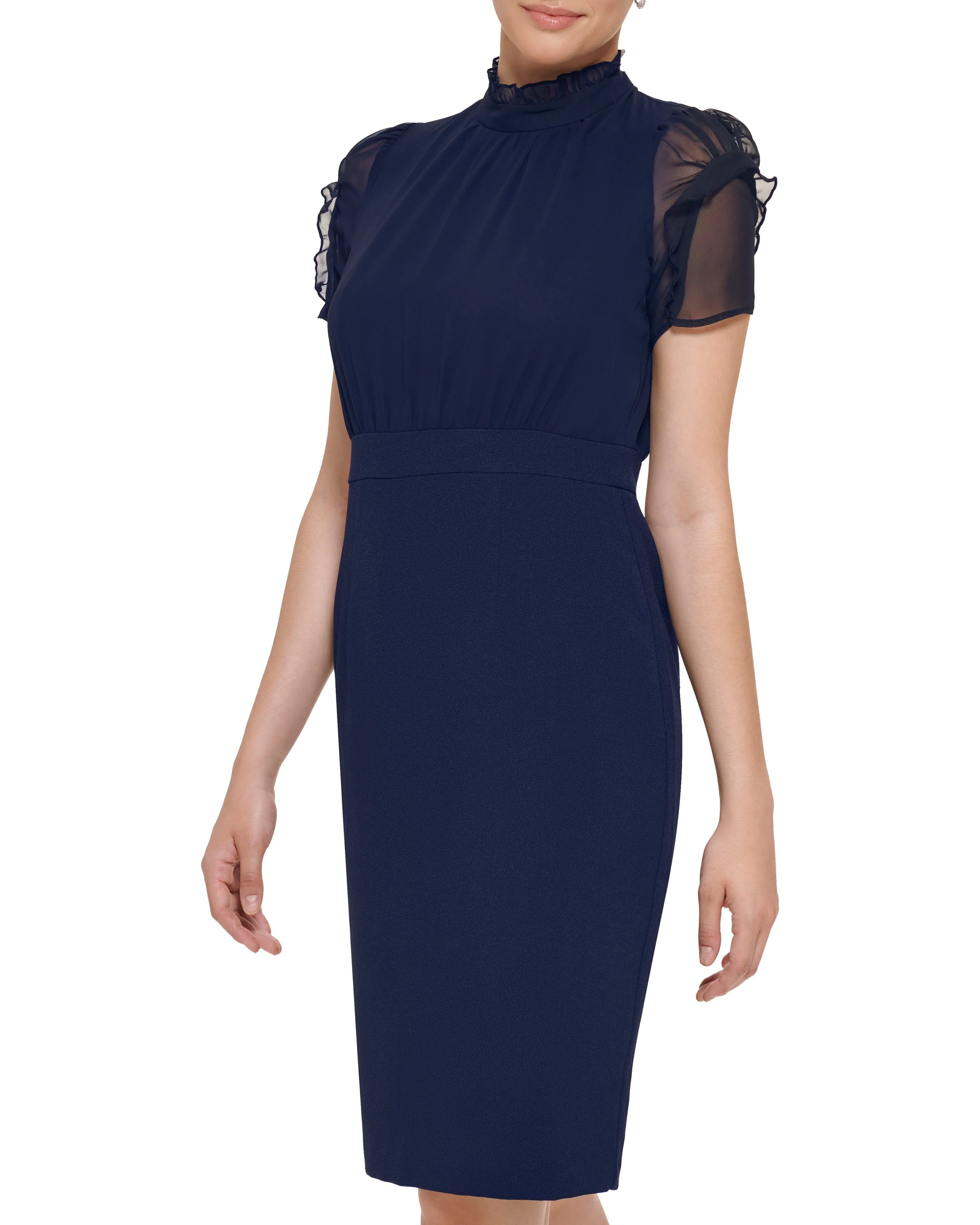 Chiffon Stand-Collar Dress