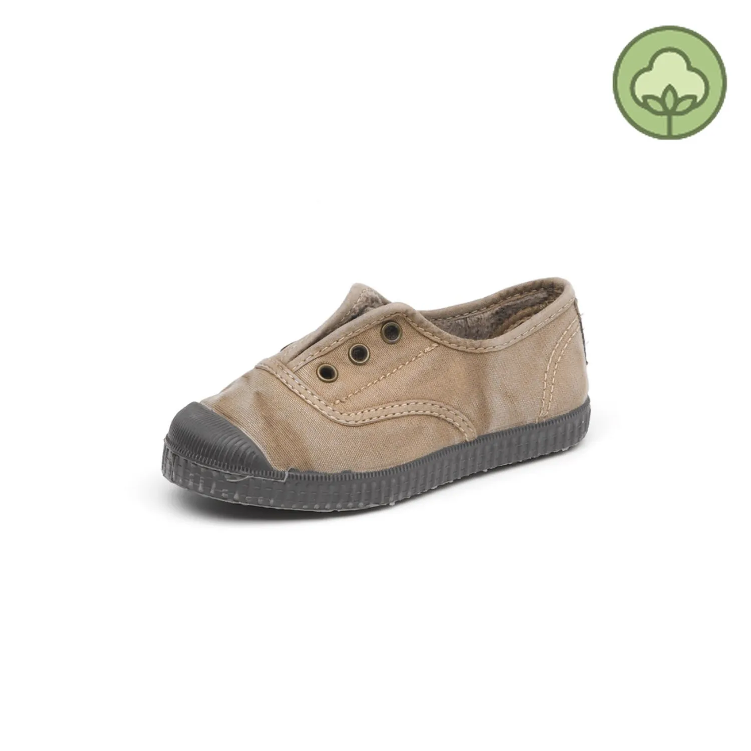 Cienta Kids Canvas Slip On Sneakers Beige