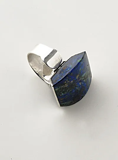 Collection Lourdes Hernandez ~ Azurita Wedge Ring with .950 Silver, adjustable