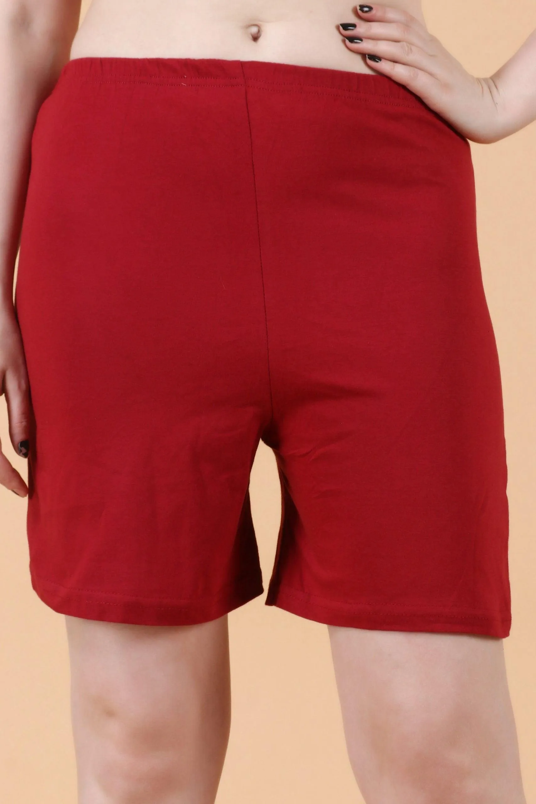 Cotton Solid Slip On Shorts