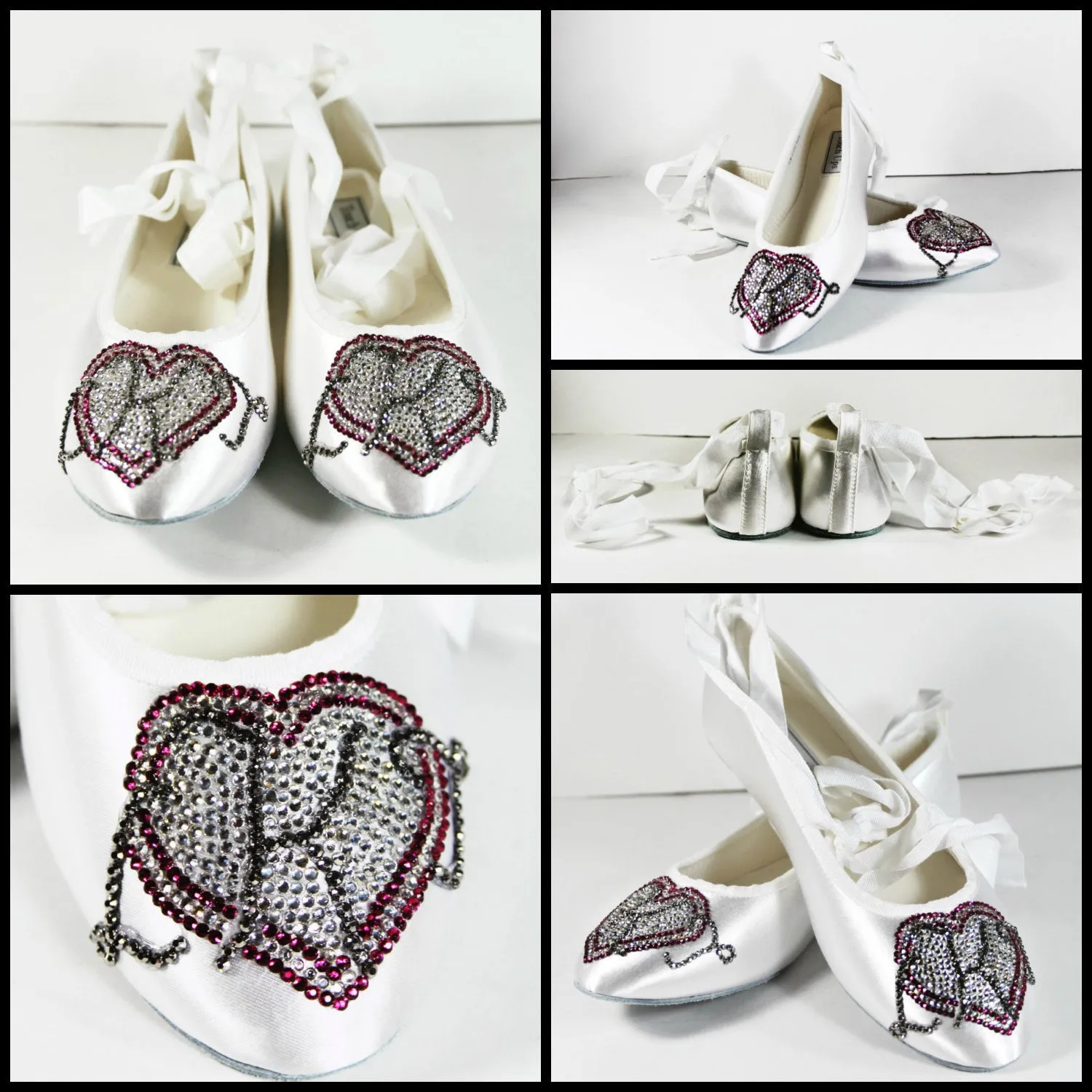 Crystal Ballet Flat with Monogram Heart