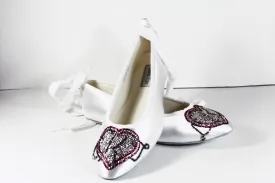 Crystal Ballet Flat with Monogram Heart