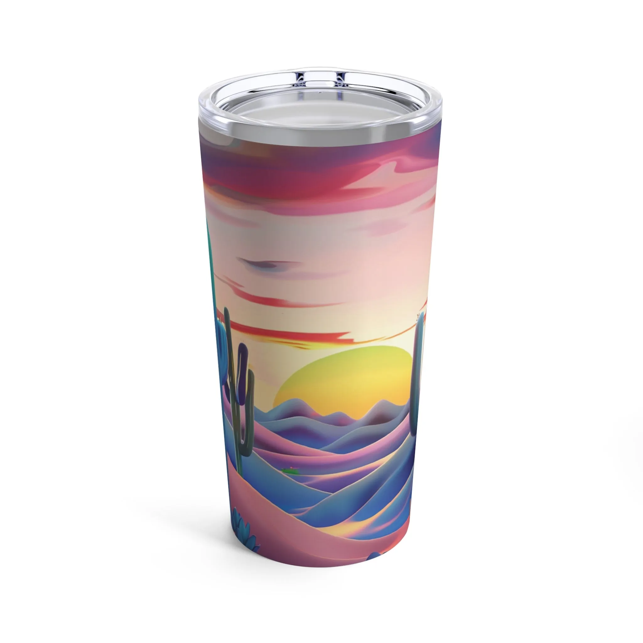 Desert sunset tumbler 20oz, Water bottle, Desert landscape, Cactus design