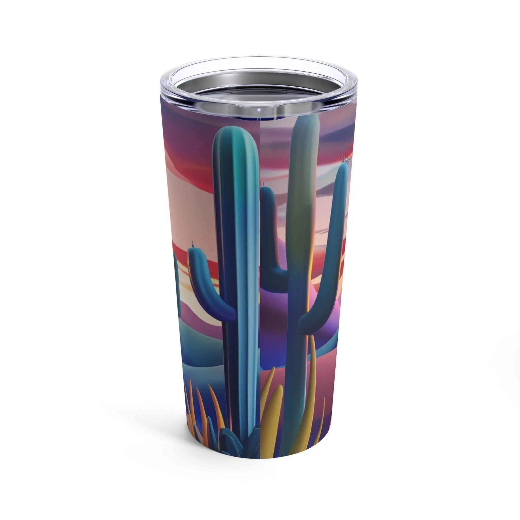 Desert sunset tumbler 20oz, Water bottle, Desert landscape, Cactus design