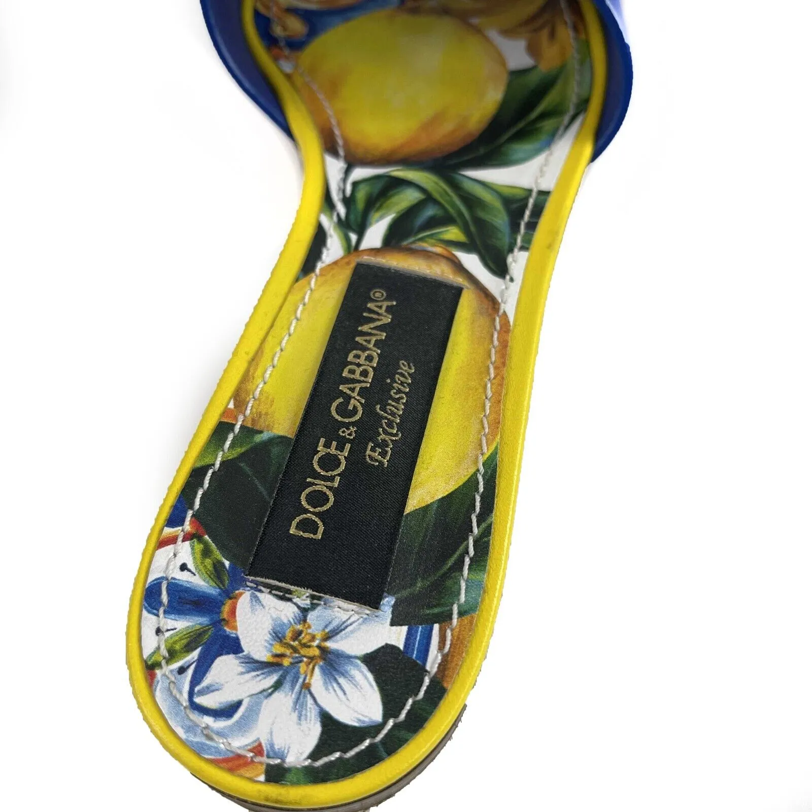 Dolce & Gabbana Good Interlocking DG Logo Slides Blue Yellow 36.5 Shoes US 6.5
