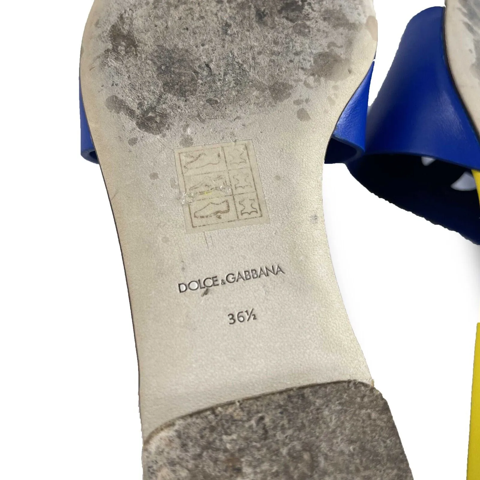 Dolce & Gabbana Good Interlocking DG Logo Slides Blue Yellow 36.5 Shoes US 6.5