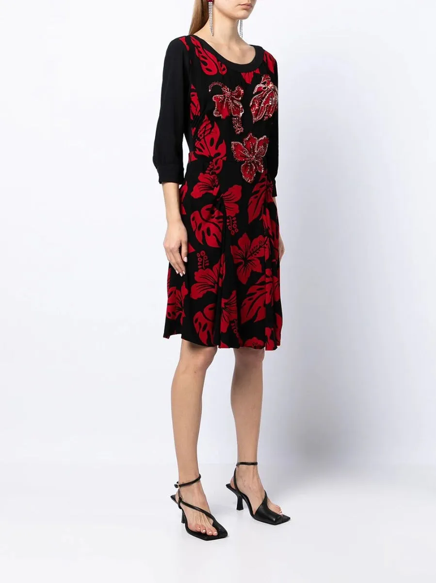 Floral Print Embellished Dress