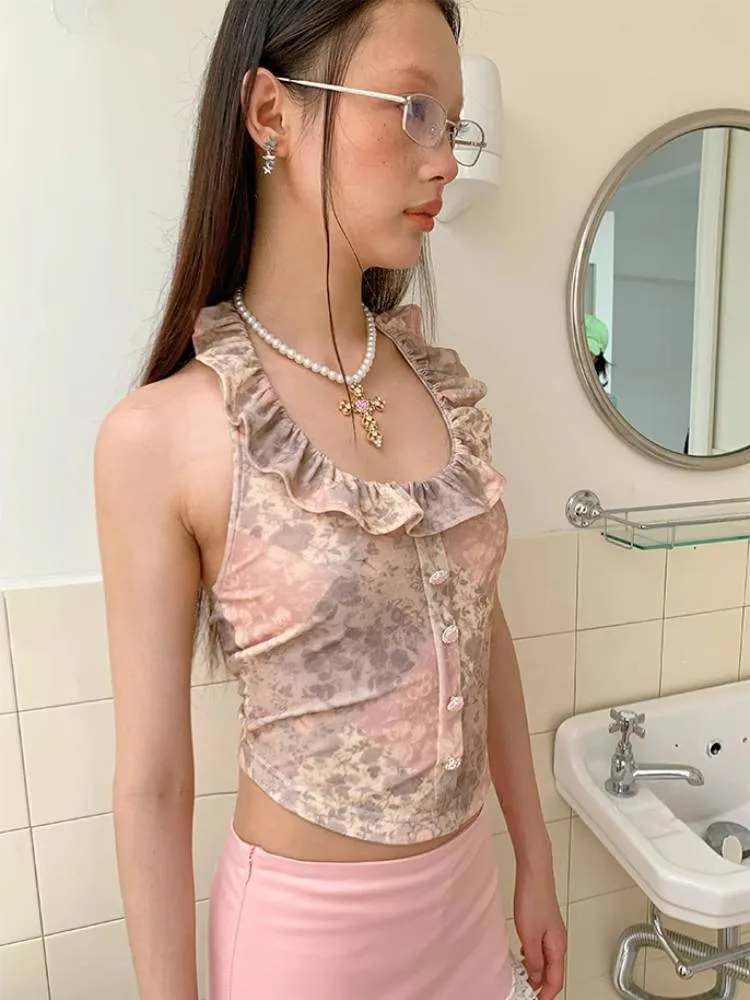 Floral velvet lace vest【s0000008421】