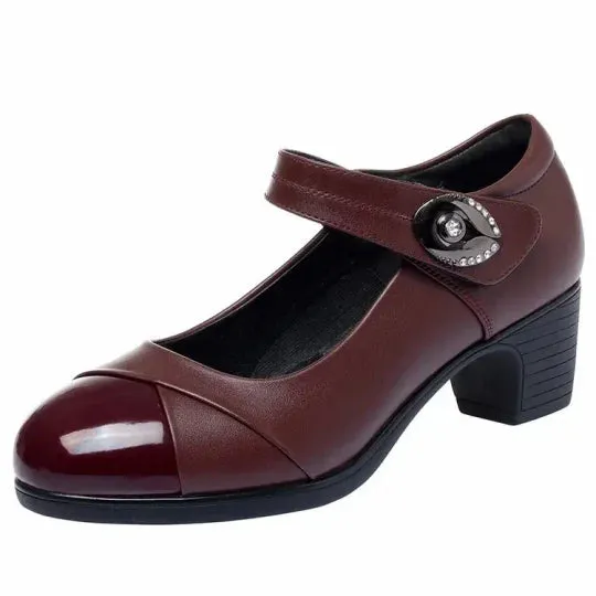 Free ShippingWomen's Diamond Button Soft Sole Leather Orthopedic ShoesComfortable, Non-slip