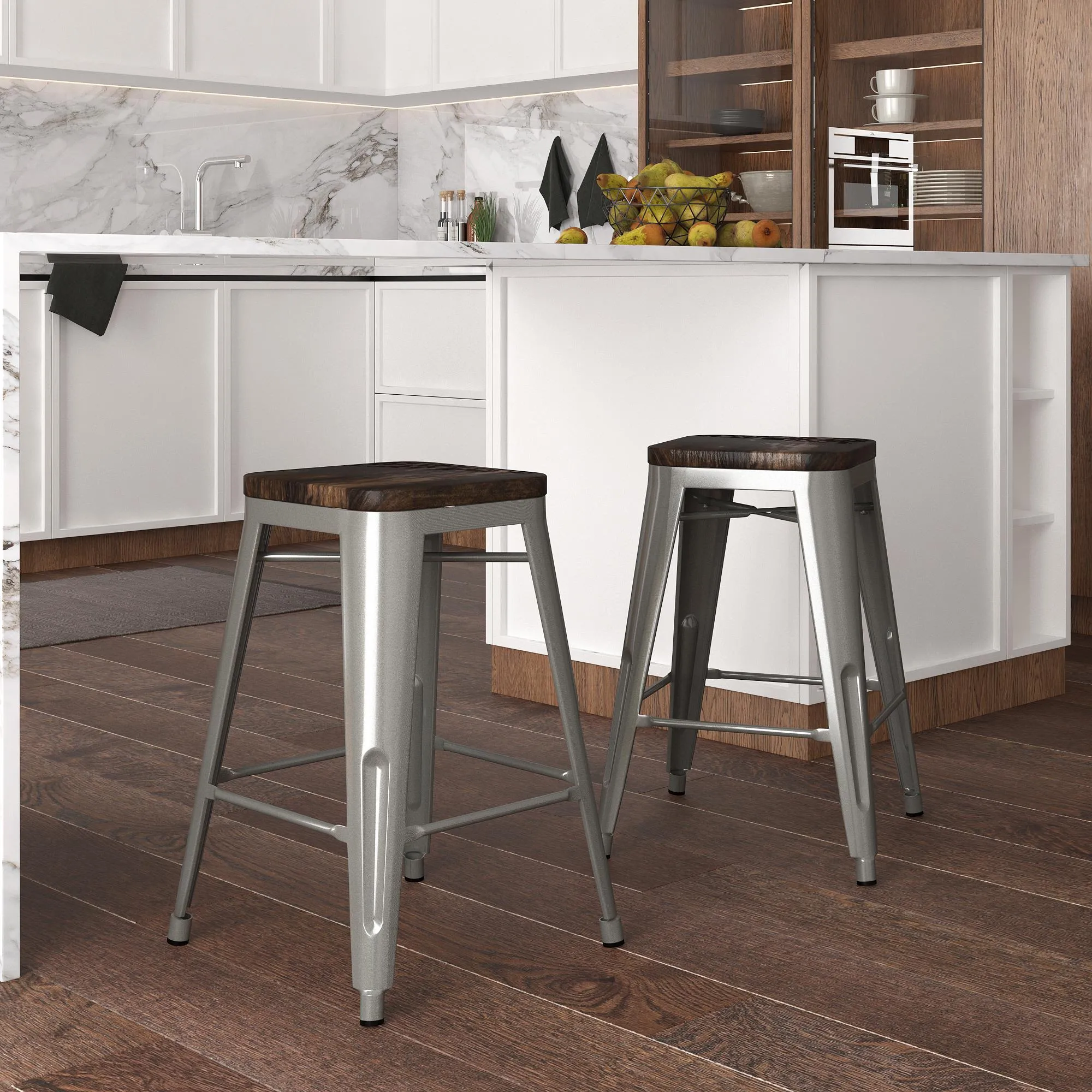 Fusion 24" Stackable Counter Height Bar Stool, Set of 2