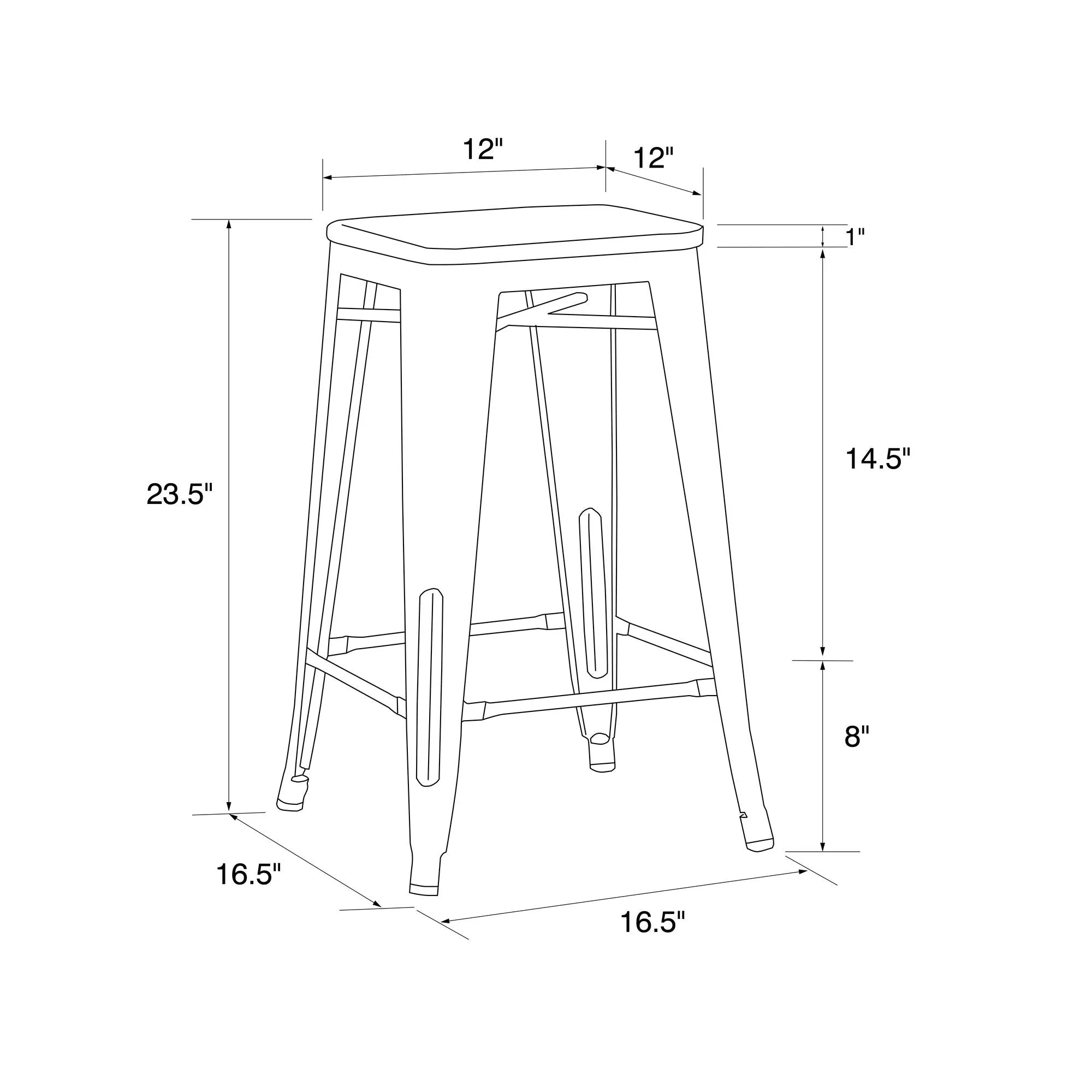 Fusion 24" Stackable Counter Height Bar Stool, Set of 2