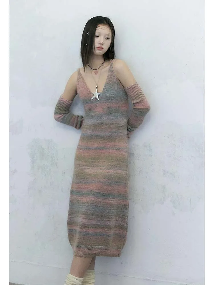 Gradation Knit V-Neck Cami Dress【s0000007576】