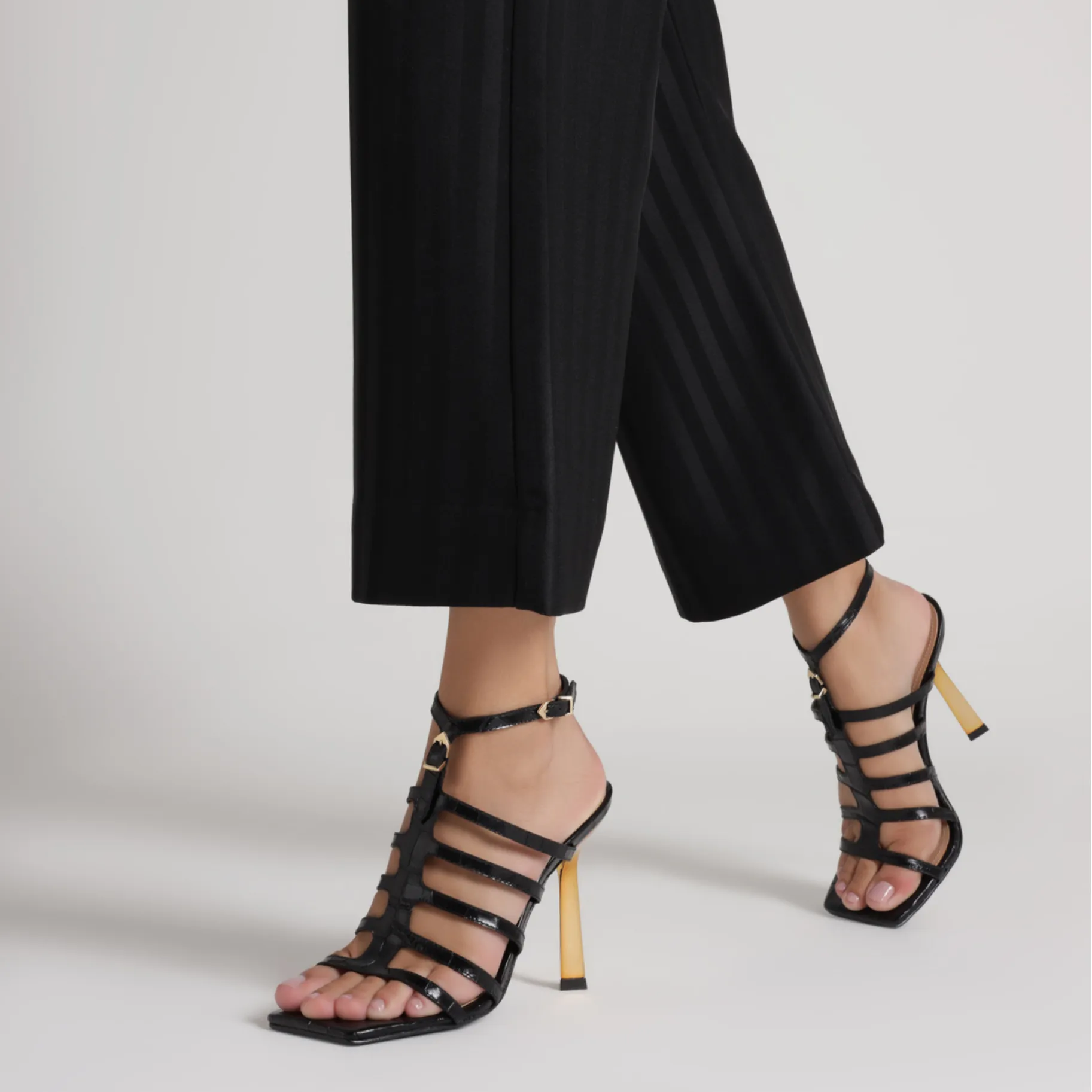 Hayden Crocodile-Embossed Leather Sandal