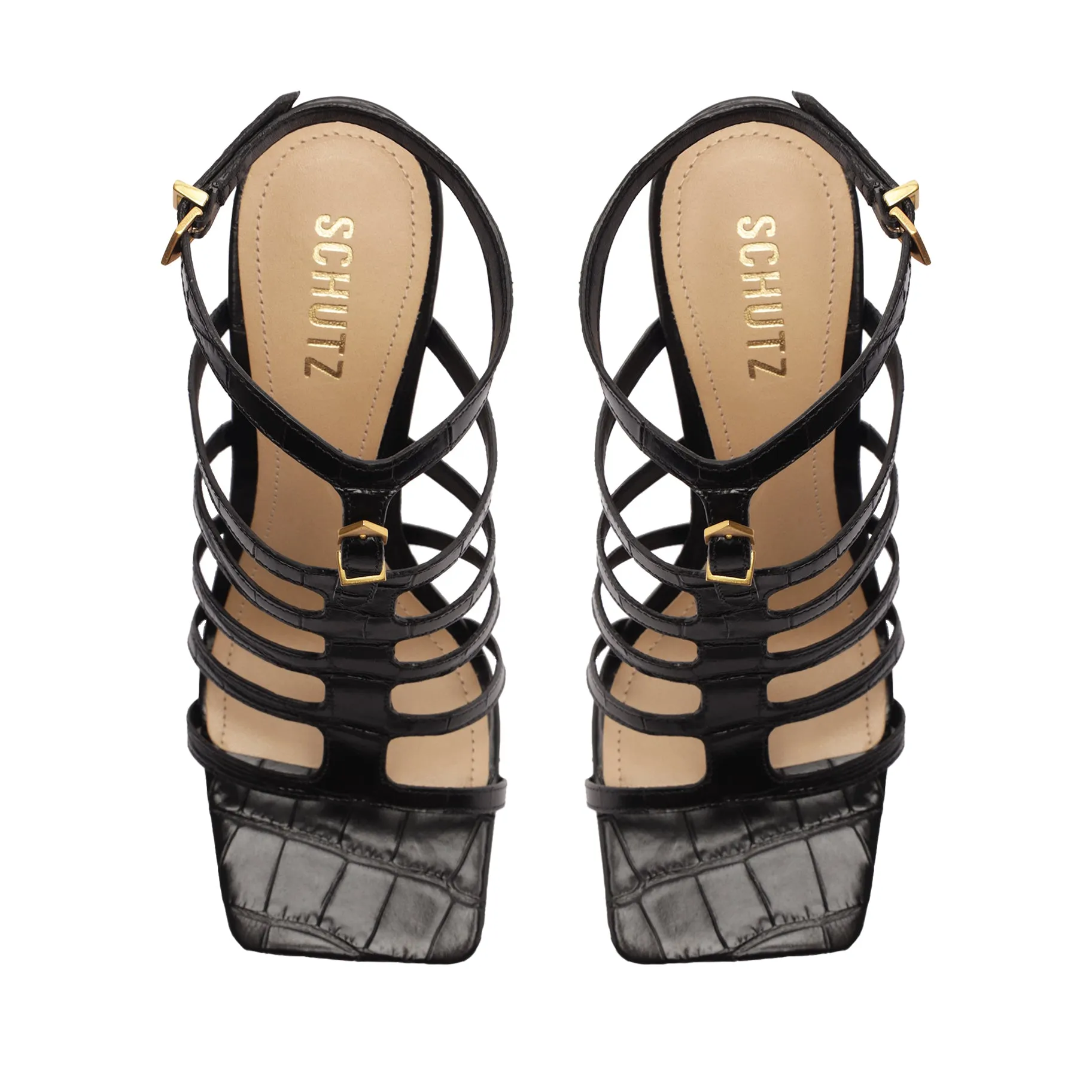 Hayden Crocodile-Embossed Leather Sandal