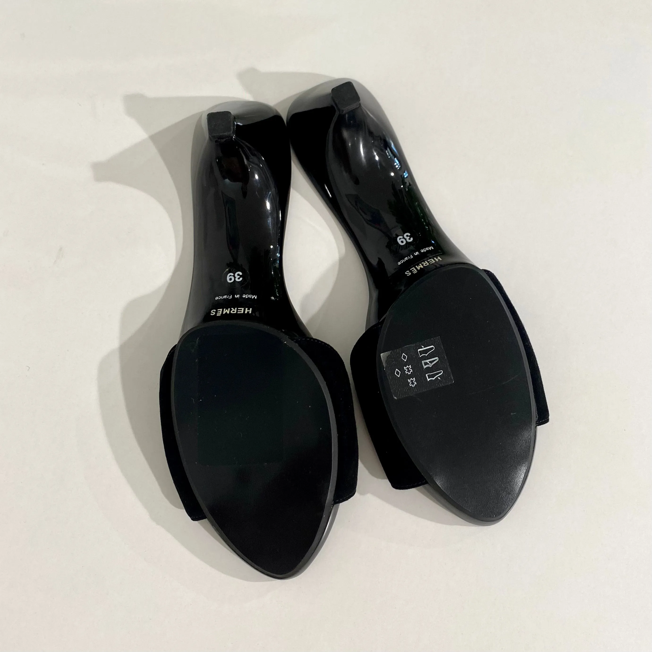 Hermès Black Suede Sandals